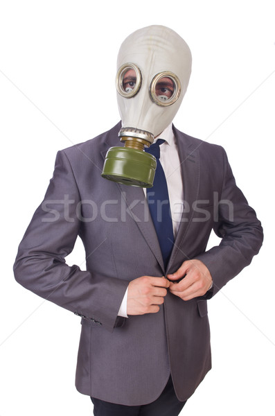Işadamı gaz maskesi yalıtılmış beyaz yüz Stok fotoğraf © Elnur