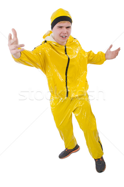 Homem amarelo terno isolado homem branco branco Foto stock © Elnur