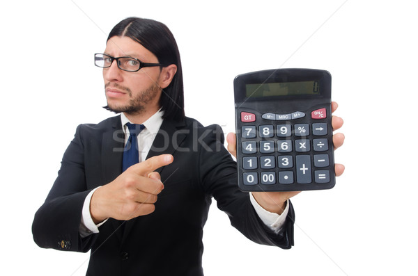 Stock photo: Man with calculator isolated on white