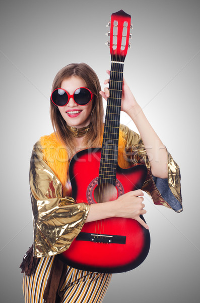 Magas gitáros izolált fehér nő buli Stock fotó © Elnur