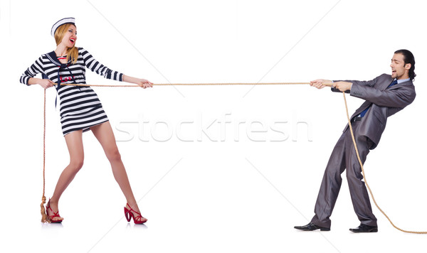 女性 船乗り 男 衣装 孤立した 白 ストックフォト © Elnur