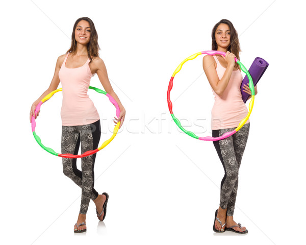 Set of photos with woman and hula hoop Stock photo © Elnur