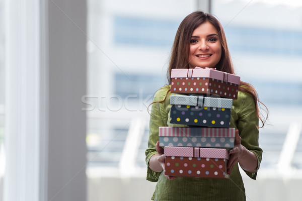 Young woman excited with giftbox Stock photo © Elnur