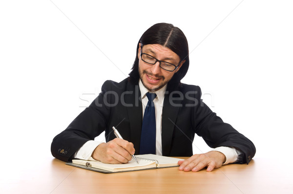 Geschäftsmann Arbeitsplatz isoliert weiß schriftlich Büro Stock foto © Elnur
