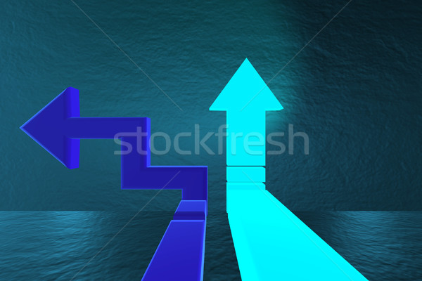 Road arrows at crossroads in difficult choice concept - 3d rende Stock photo © Elnur