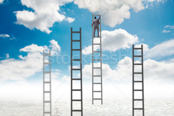 бизнесмен скалолазания лестницы небе человека солнце Сток-фото © Elnur