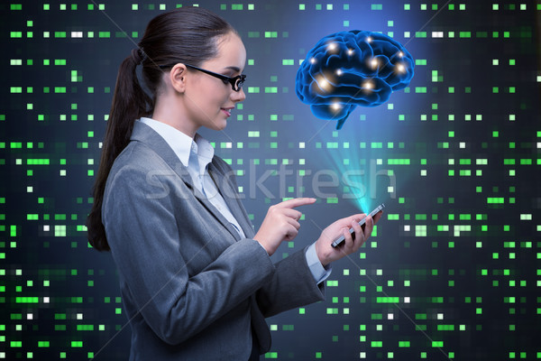 Empresária inteligência artificial computador mulher ciência móvel Foto stock © Elnur