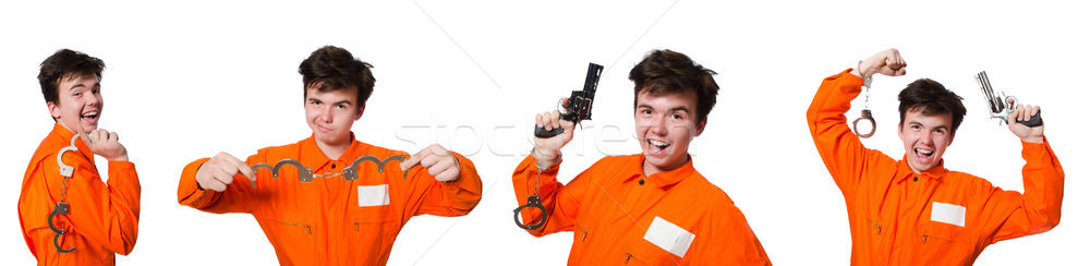 Funny więzienia więzień człowiek pomarańczowy łańcucha Zdjęcia stock © Elnur