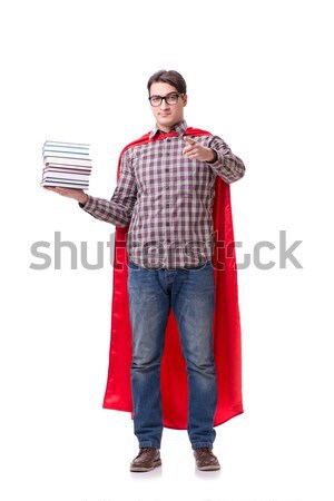 Super hero student with books isolated on white Stock photo © Elnur