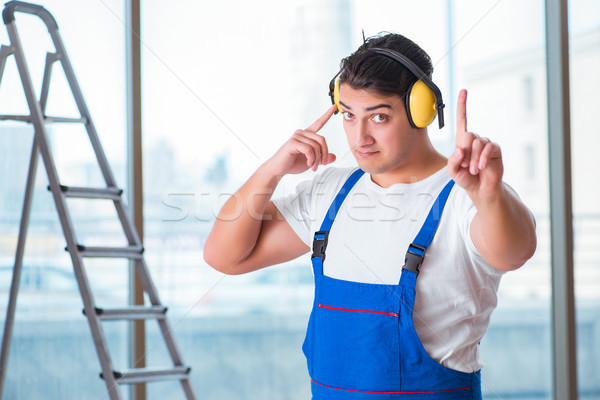 Stockfoto: Werknemer · lawaai · hoofdtelefoon · bouw · werk · industrie