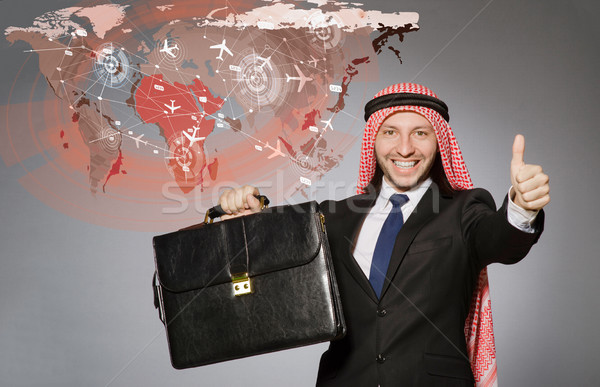 The arab man in world travel concept Stock photo © Elnur