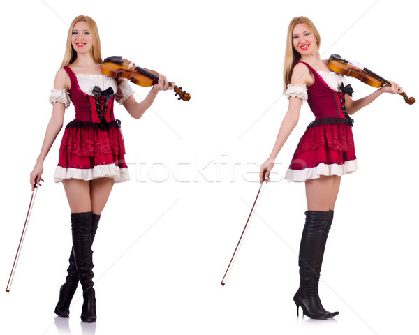Bavarian girl playing the violin isolated on white Stock photo © Elnur