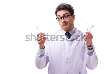 Stock photo: Doctor in blood donation concept isolated on white