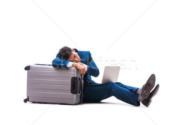 Geschäftsmann Geschäftsreise isoliert weiß Mann Laptop Stock foto © Elnur