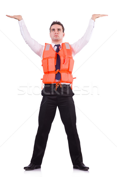 Man in life jacket isolated on white Stock photo © Elnur