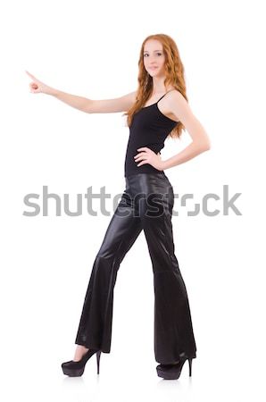 [[stock_photo]]: Femme · noir · cloche · inférieur · pants