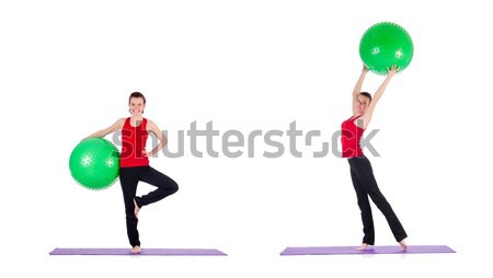 Man with swiss ball doing exercises on white Stock photo © Elnur