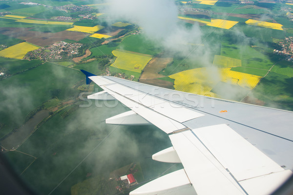 Vliegtuig vleugel uit venster technologie Blauw Stockfoto © Elnur