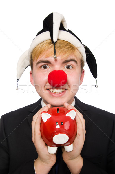 Clown with piggybank in funny concept Stock photo © Elnur