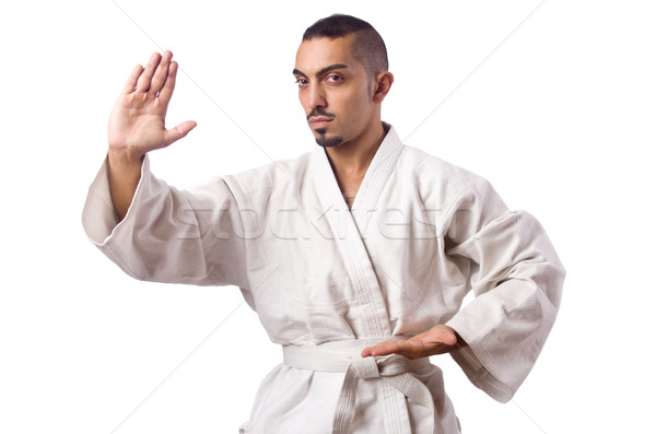 Karate Kämpfer isoliert weiß Sport Junge Stock foto © Elnur
