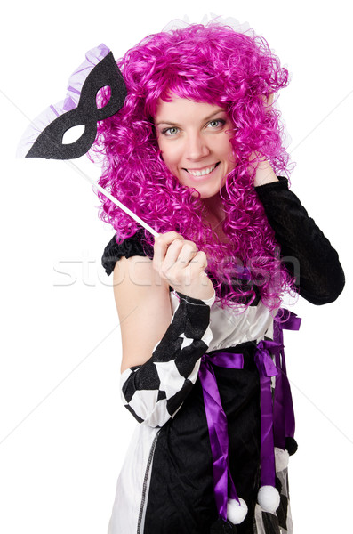 Pretty girl in jester costume isolated on white Stock photo © Elnur