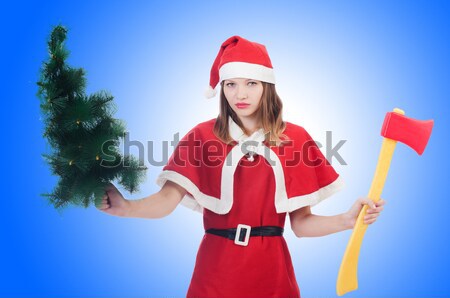 年輕女子 紅色 聖誕老人 服裝 白 女子 商業照片 © Elnur