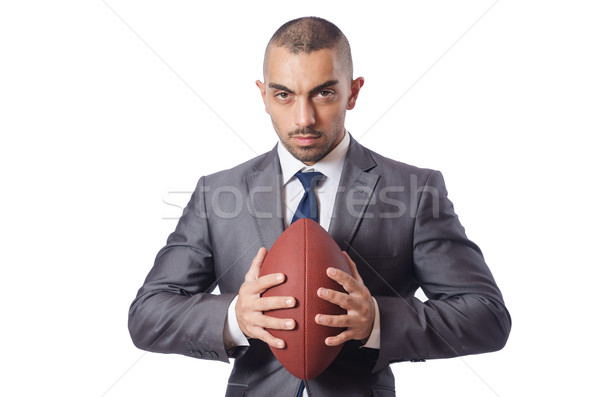 Foto stock: Hombre · americano · fútbol · pelota · aislado · hombre · blanco