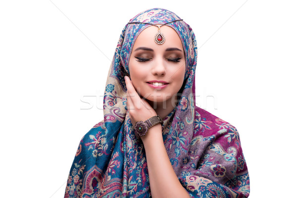 Stock fotó: Muszlim · nő · divat · izolált · fehér · szépség