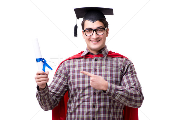 Super hero student graduating wearing mortar board cap isolated  Stock photo © Elnur