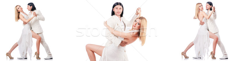 Pár tánc izolált fehér nő férfi Stock fotó © Elnur