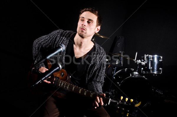 Stockfoto: Man · spelen · gitaar · concert · muziek · partij