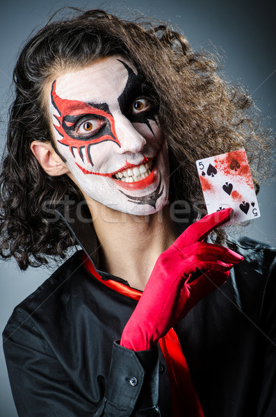 Kwaad clown kaarten donkere kamer gezicht Stockfoto © Elnur