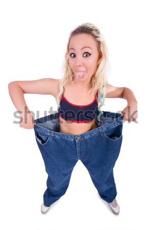 Femme régime grand jeans fille heureux Photo stock © Elnur