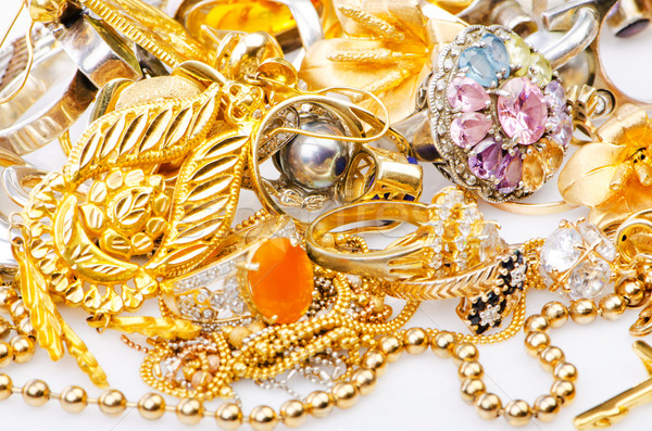 Nagy gyűjtemény arany ékszerek gyűrű gyémánt Stock fotó © Elnur