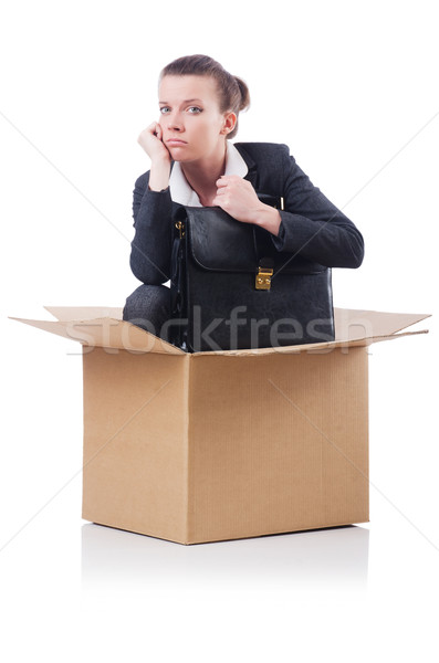 Stock photo: Woman with boxes on white