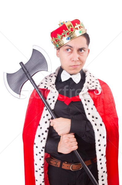 Funny king with axe isolated on white Stock photo © Elnur