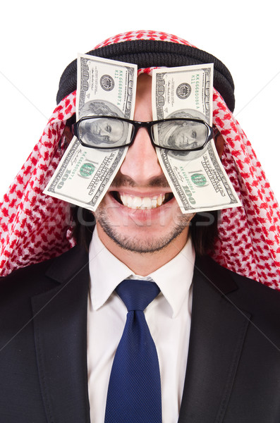 Arab businessman in eyeglasses with dollar in funny concept isol Stock photo © Elnur