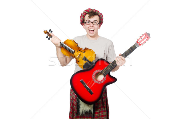 Funny scotsman with musical instrument isolated on white Stock photo © Elnur