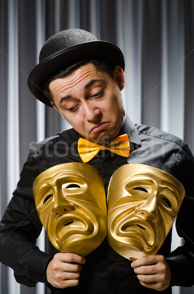 Funny teatralny maska tle bezpieczeństwa biznesmen Zdjęcia stock © Elnur