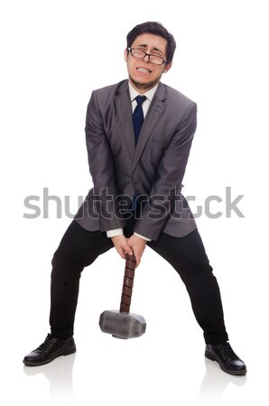 Business man holding hammer isolated on white Stock photo © Elnur