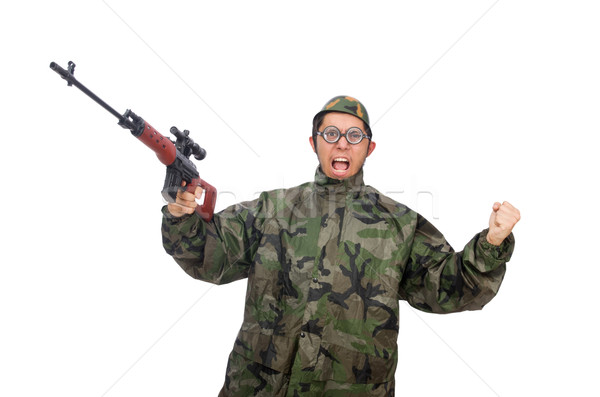 Military man with a gun isolated on white Stock photo © Elnur