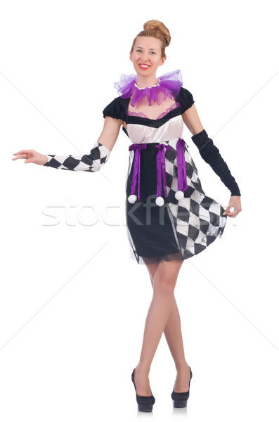 A girl in harlequin costume isolated on white Stock photo © Elnur