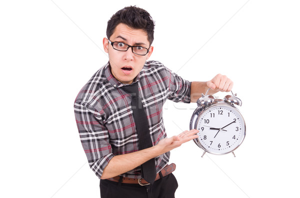 Hombre reloj cumplir fecha tope aislado hombre blanco Foto stock © Elnur