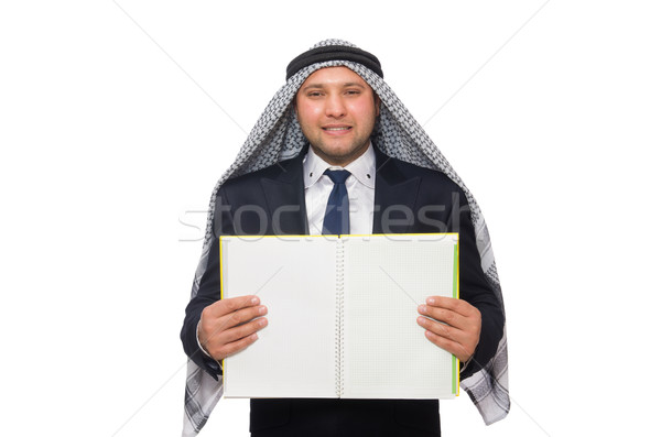 Arab om de afaceri izolat alb carte fericit Imagine de stoc © Elnur