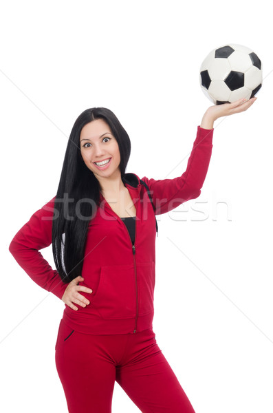Stock fotó: Nő · futball · izolált · fehér · lány · futball