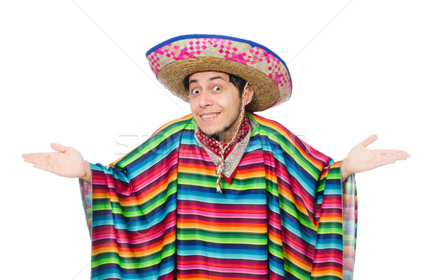 Funny mexican wearing poncho isolated on white Stock photo © Elnur
