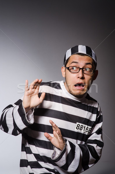 Stock foto: Funny · Gefangener · isoliert · grau · schwarz · Sperre