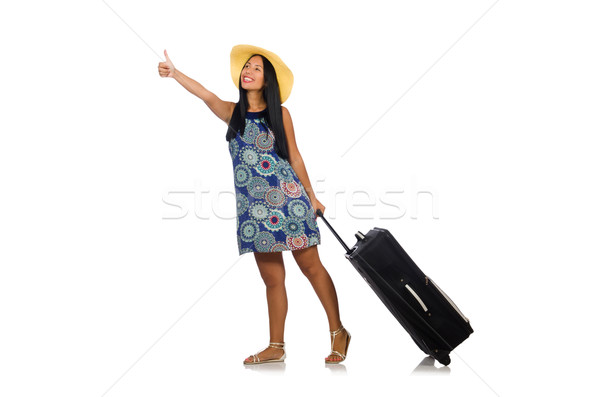 Woman with suitcase isolated on white Stock photo © Elnur