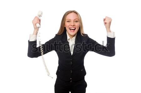 [[stock_photo]]: Joli · bureau · employé · téléphone · isolé