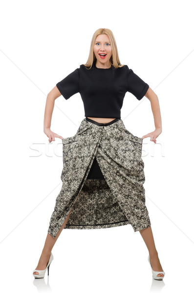 Stock photo: Pretty woman in long skirt isolated on white